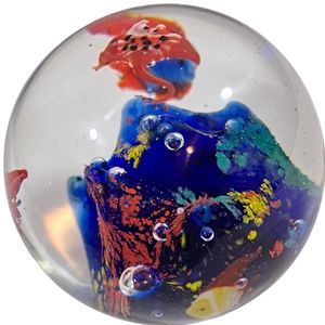 Fish Aquarium Paper Weight Glass Coral Reef